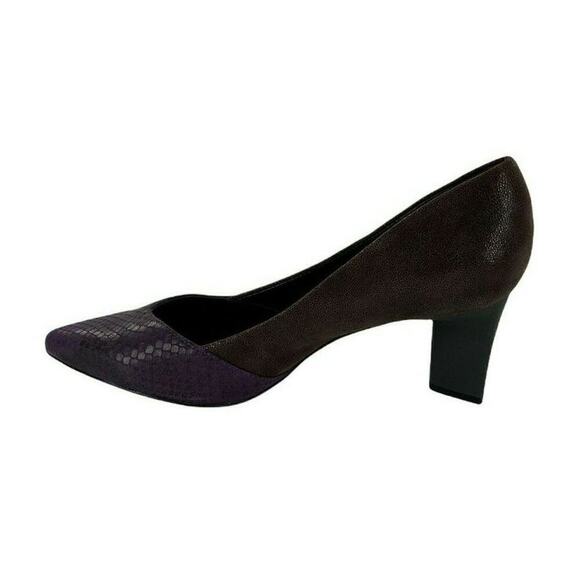 LOGO by Lori Goldstein Kate Shoes Women 7.5 Leather Pointed Toe Block Purple NEW - Picture 4 of 9